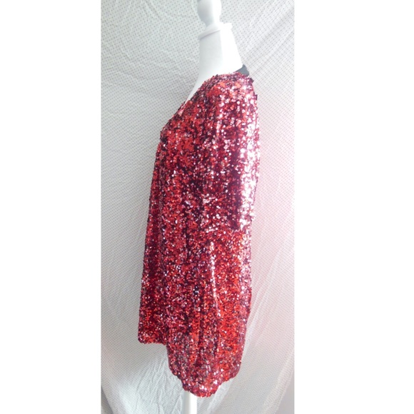 NWT CITY CHIC Plus Size CRIMSON Red SEQUIN Glam PARTY Cocktail MINI DRESS - Picture 7 of 16